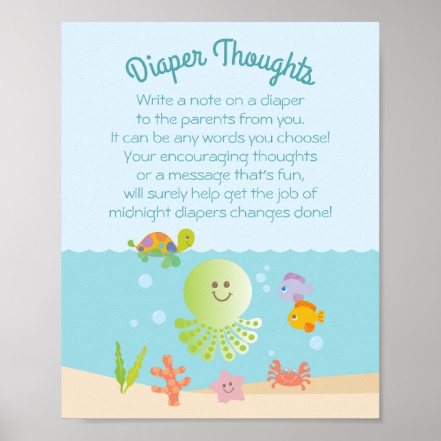 Unter dem Sea Baby Shower Windsurfing Thunfischspi Poster (Vorne)