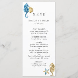 Unter dem "Sea Blue Gold Wedding Menu" Menükarte