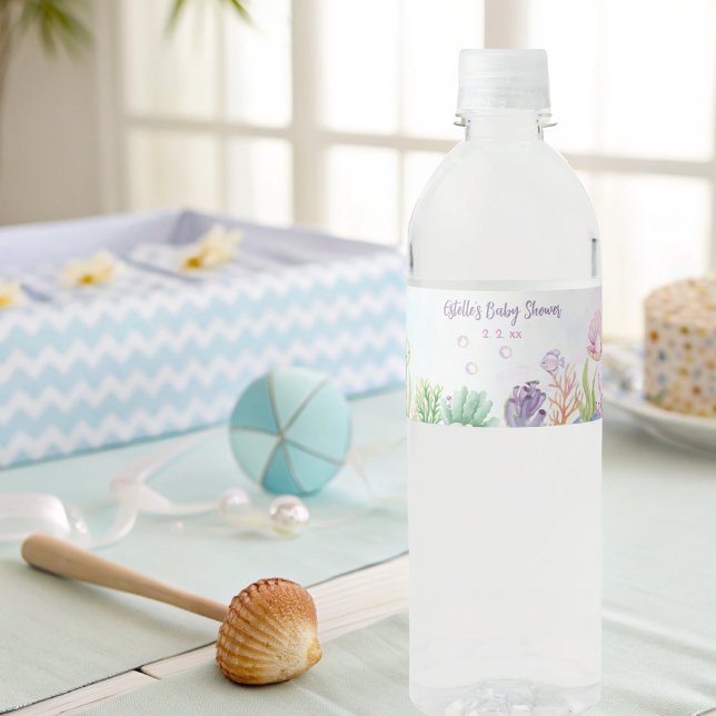 Unter dem Sea Girl Baby Shower Flasche Label (Von Creator hochgeladen)