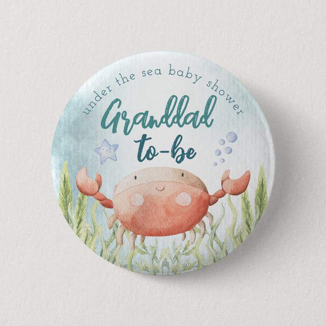 Unter dem Sea Ocean Baby Shower Großmutter Button (Vorderseite)