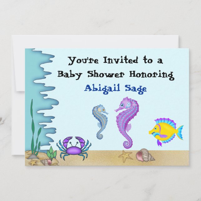 Unter dem Sea Seepferd Baby Shower lädt ~ Boys ein Einladung (Vorderseite)