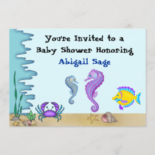 Unter dem Sea Seepferd Baby Shower lädt ~ Boys ein Einladung