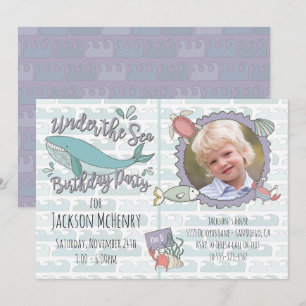 Unter dem Sea Whale Birthday Party-Bild Einladung