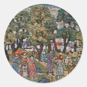 Unter den Bäumen von Maurice Prendergast, Fine Art Runder Aufkleber