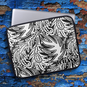 Unter den Blättern Schwarz-Weiß-Naturkunst Laptopschutzhülle