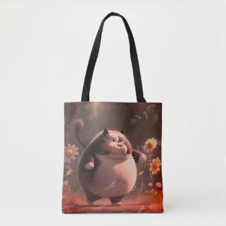 Unter den Blumen herumstrolchende Katze Tote Tasche