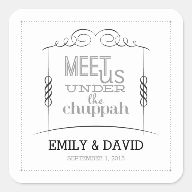 Unter den jüdischen Hochzeitsklebern von Chuppah Quadratischer Aufkleber (Vorderseite)