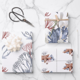 Unter den Meereskorallen und Starfish Geschenkpapier Set