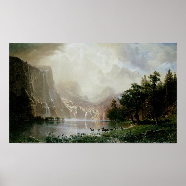 Unter den Sierra Nevada Bergen von Bierstadt Poster (Vorne)