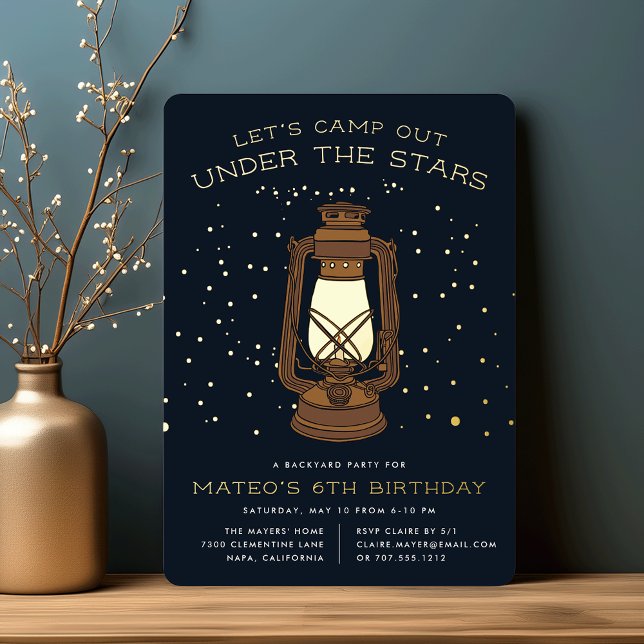 Unter den Sternen | Camping Birthday Party Folieneinladung (Von Creator hochgeladen)