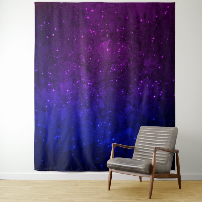 Unter den Sternen in der blauen und Lila Galaxie Wandteppich (Beispiel)