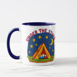 Unter den Sternen Kinder Camping Zeichnung Tasse