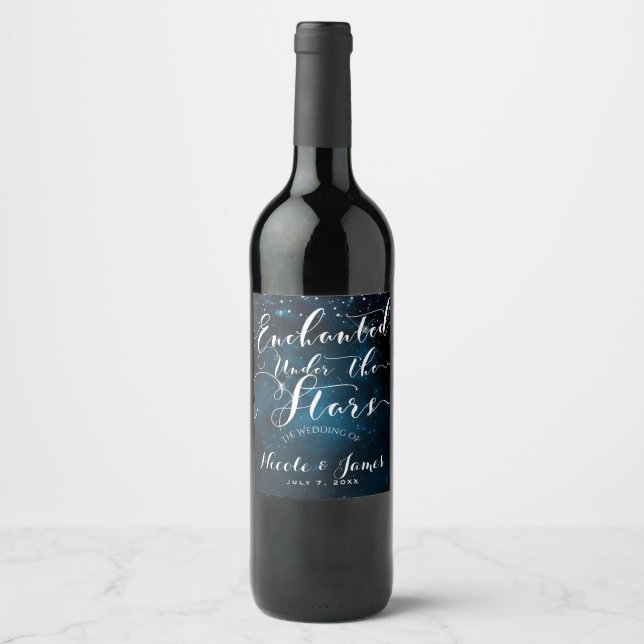 UNTER DEN STERNEN "Starry Blue Wine" VERÄNDERT Weinetikett (Vorderseite)