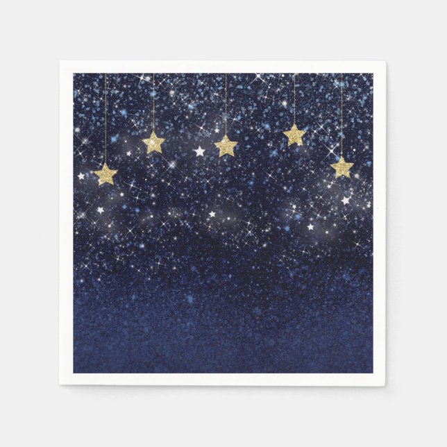 Unter den Sternen Starry Night Gold Blue Prom Part Serviette (Vorderseite)