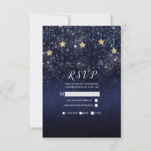 Unter den Sternen Sternennacht Gold Blau Party RSV RSVP Karte