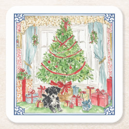 Unter den Weihnachtsbaum-Untersetzer Rechteckiger Pappuntersetzer