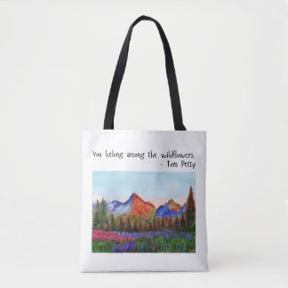 Unter den Wildblumen inspirierender Glaubenssatz Tasche