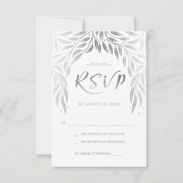Unter den Willows Wedding RSVP Imitate Silver (Vorderseite)