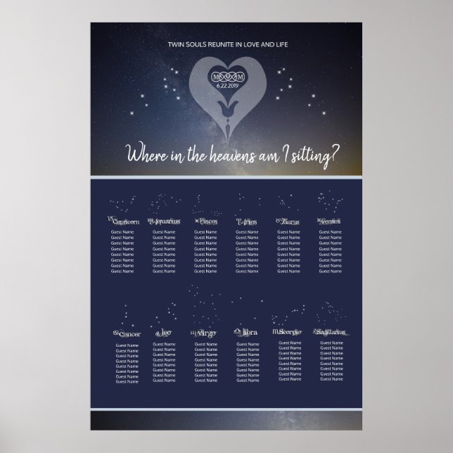 Unter der Hochzeitstabelle der Sterne Poster (Vorne)