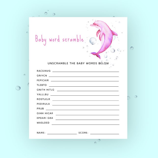 Unter der Meeresdusche - Baby Word Scramble (Von Creator hochgeladen)