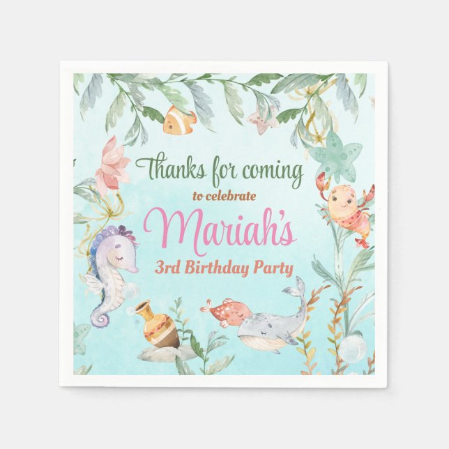 Unter der Meeresfarbe Geburtstag Serviette (Vorderseite)