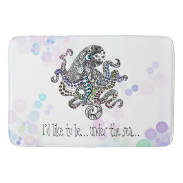 Unter der Meereslinie Doodle Oktopus mit Blasen Badematte
