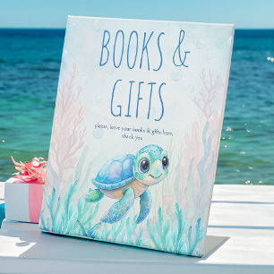 Unter der Meeresschildkröte Aqua Blue Babygeschenk Sockelschild
