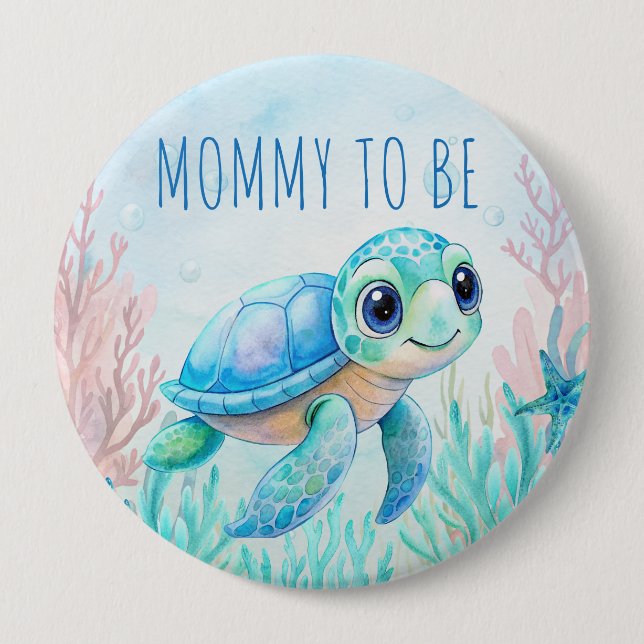 Unter der Meeresschildkröte Aqua Blue Mommy zu sei Button (Vorderseite)