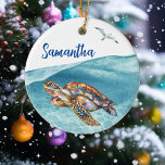 Unter der Meeresschildkröte Personalisiert Keramik Ornament<br><div class="desc">Dieses Design kann personalisiert werden, indem Sie die Option Anpassen auswählen, um Text hinzuzufügen oder andere Änderungen vorzunehmen. Wenn dieses Produkt die Möglichkeit hat, das Design auf einen anderen Gegenstand zu übertragen, stellen Sie bitte sicher, dass das Design bei Bedarf angepasst wird. Kontaktieren Sie mich unter colorflowcreations@gmail.com , wenn Sie...</div>