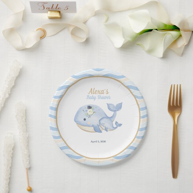 Unter der Meereswal-Babydusche (Junge) Papierplatt Pappteller (Hochzeit)