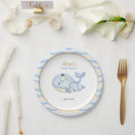 Unter der Meereswal-Babydusche (Junge) Papierplatt Pappteller<br><div class="desc">Der perfekte Weg,  um die Mama zu sein! In unserem Etsy-Shop können Sie weitere digitale Designs kaufen: https://www.etsy.com/shop/BDPDesigns?ref=seller-platform-mcnav&search_query=whale baby shower</div>