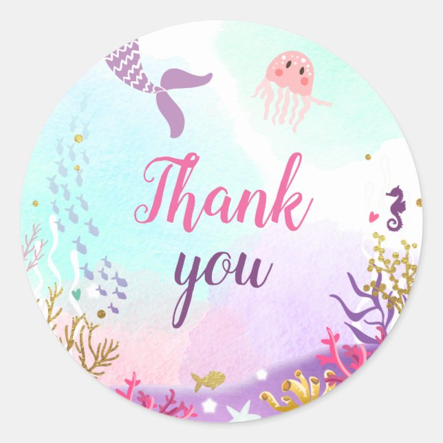 Unter der Meerjungfrau-Aufkleber Cupcake Topper Pi Runder Aufkleber (Vorderseite)