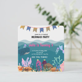 Unter der Meerjungfrau Geburtstagspartei Birthday Einladung