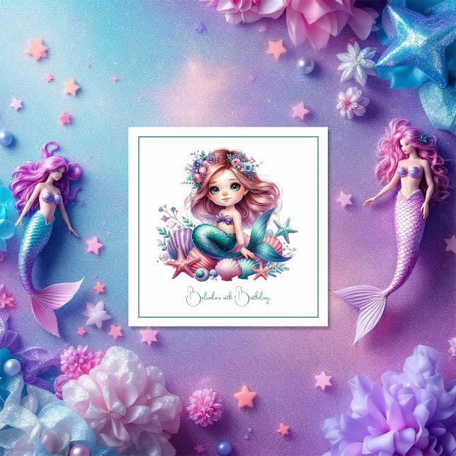 Unter der Meerjungfrau-Geburtstagspartei Serviette (Under the Sea Mermaid Birthday Party Napkins)
