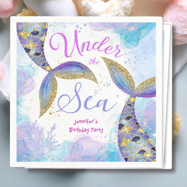 Unter der Meerjungfrau Mädchen Blue Aquamarin Gebu Serviette (Von Creator hochgeladen)