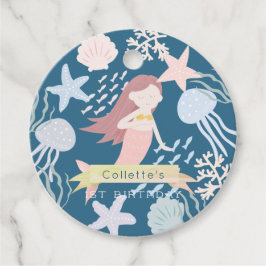 Unter der Meerjungfrau Marine Blue Birthday Favor Geschenkanhänger