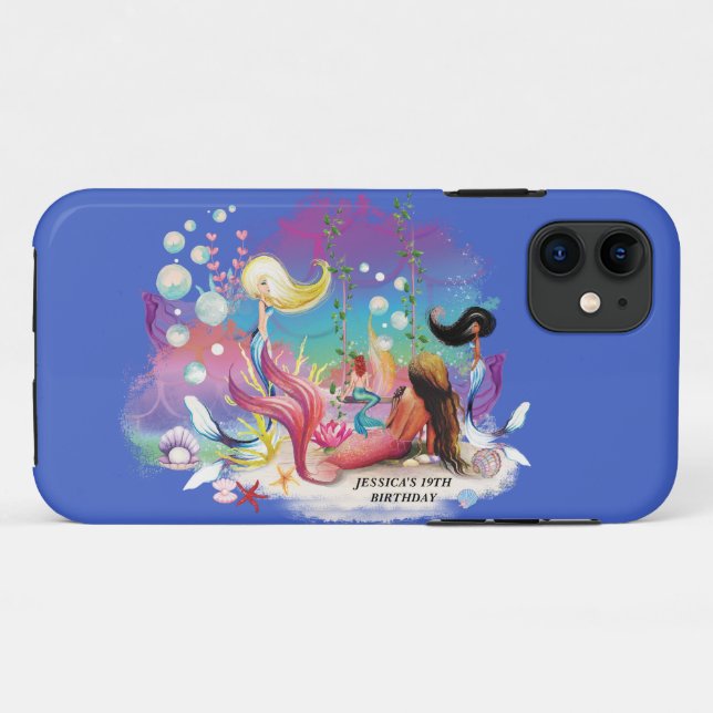 Unter der Meerjungfrau Ozean Lila Türkis Case-Mate iPhone Hülle (Rückseite (Horizontal))