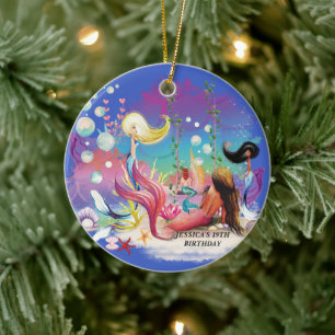 Unter der Meerjungfrau Ozean Lila Türkis Keramik Ornament