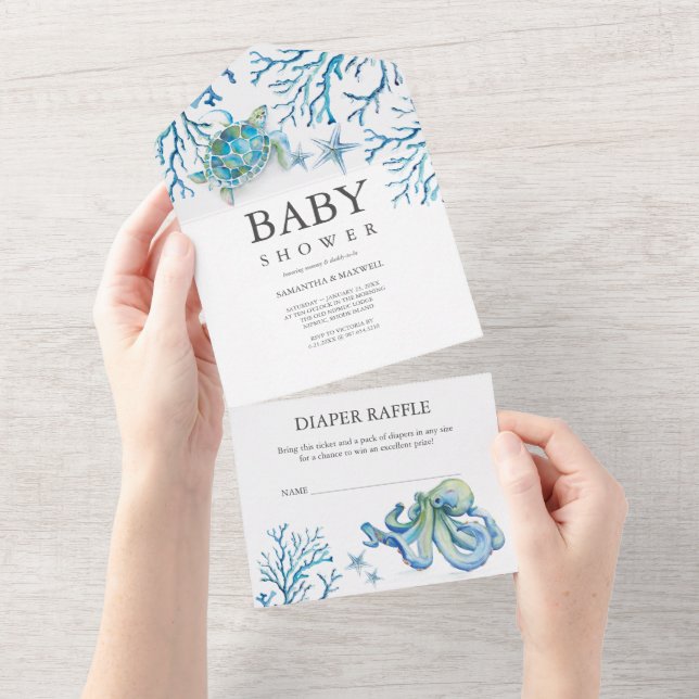 Unter der Sea Baby Dusche alles in einer Einladung (Abreißen)