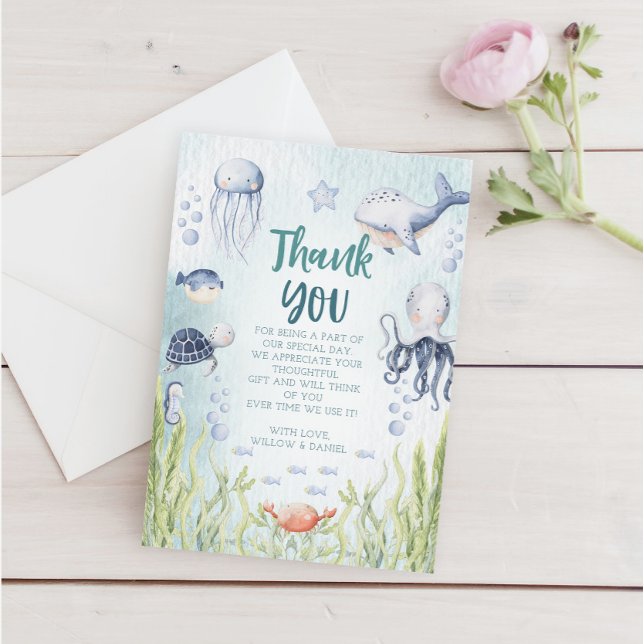 Unter der Sea Baby Dusche Danke Karte (Under The Sea Baby Shower Thank You Card)