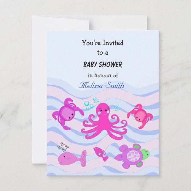 Unter der Sea Baby Dusche Einladung (Vorderseite)