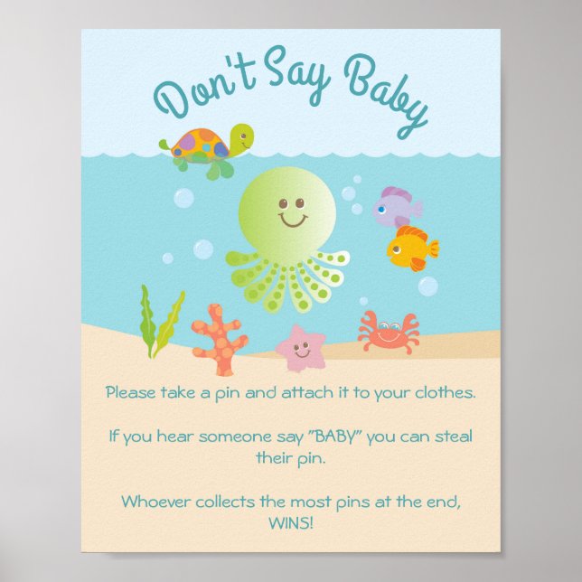Unter der Sea Baby Dusche kein Baby Game Poster (Vorne)