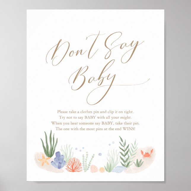 Unter der Sea Baby Dusche kein Babyzeichen Poster (Vorne)
