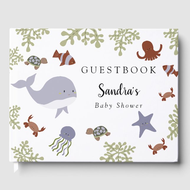 Unter der Sea Baby Dusche Niedliche Custom Gästebuch (Vorderseite)