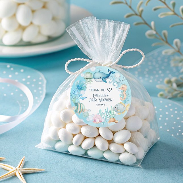 Unter der Sea Baby Dusche Runder Aufkleber (Von Creator hochgeladen)