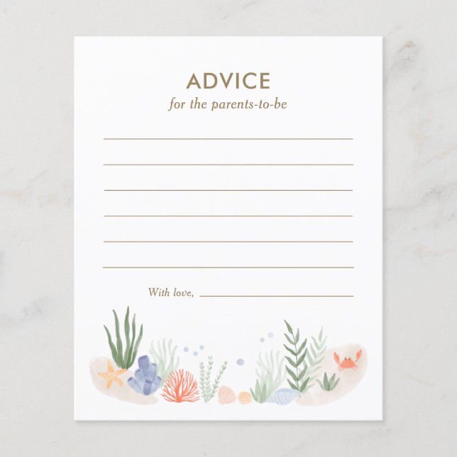 Unter der Sea Baby Shower Advice Card (Vorderseite)