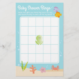Unter der Sea Baby Shower Bingo Spiel blau & grün