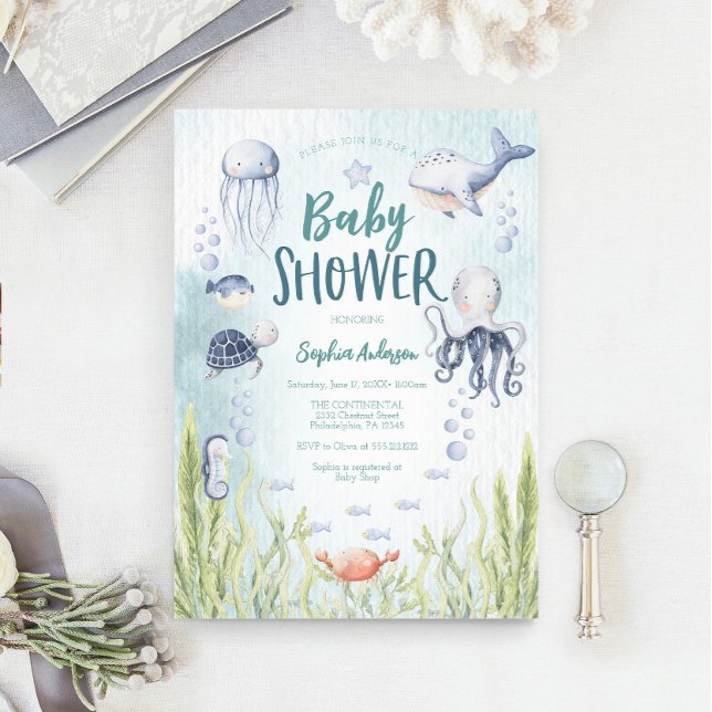 Unter der Sea Baby Shower Einladungskarte (Von Creator hochgeladen)