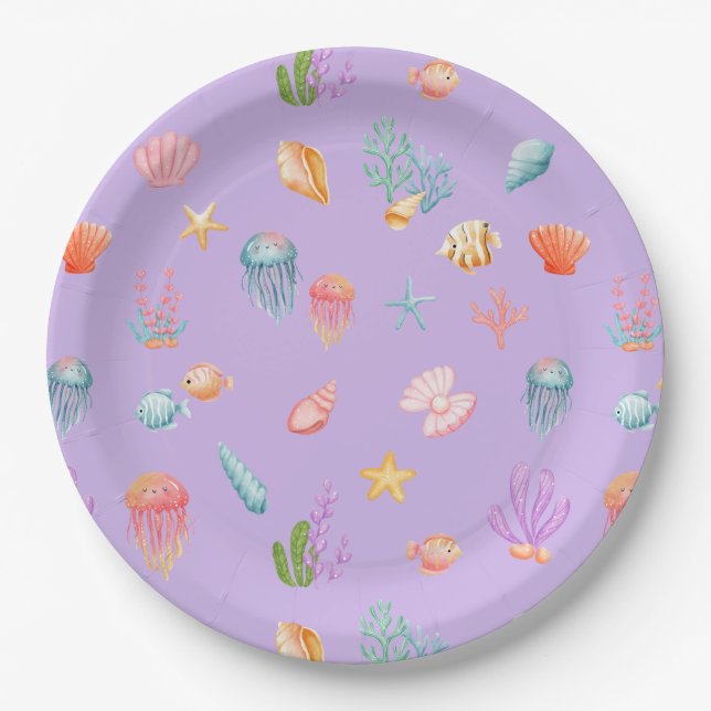 Unter der "Sea Birthday Party" Pappteller (Vorderseite)