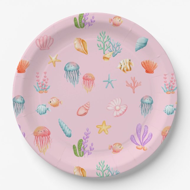 Unter der "Sea Birthday Party" Pappteller (Vorderseite)